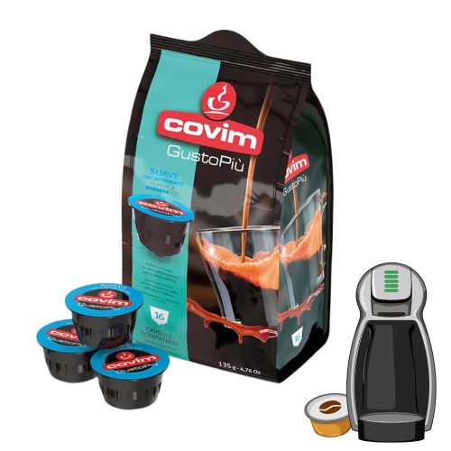 16 kosov Covim GustoPiú Suave Decaffeinato kapsula kompatibilna z Dolce Gusto brezkofeinska