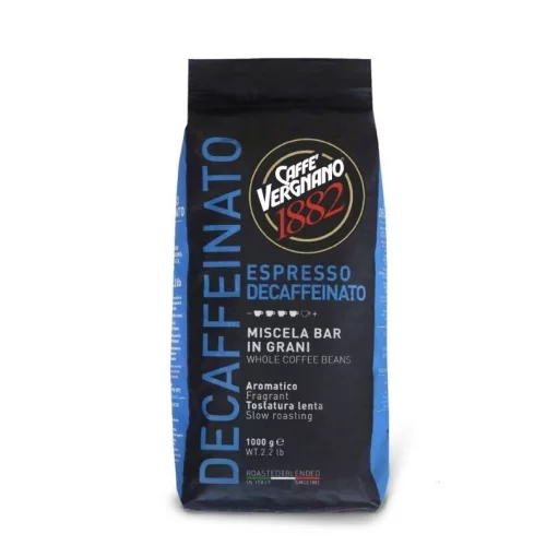 1 kg Caffè Vergnano 1882 Decaffeinato mešanica celih kavnih zrn