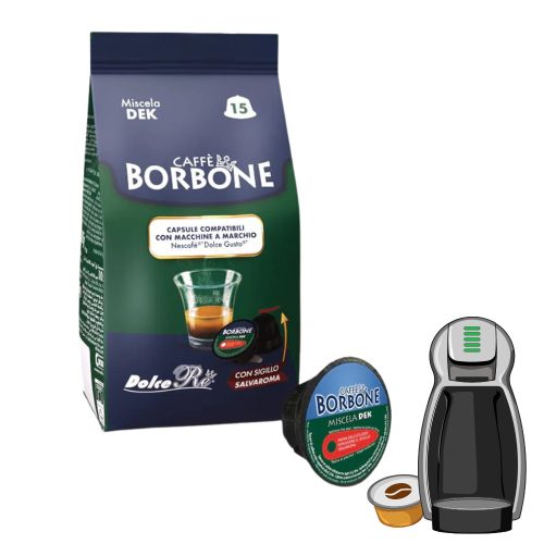 15 kosov Caffè Borbone Miscela Dek kapsula kompatibilna z DOLCE GUSTO brezkofeinska